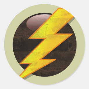 Lightning Bolt Retro Grunge Electric Badge Classic Round Sticker