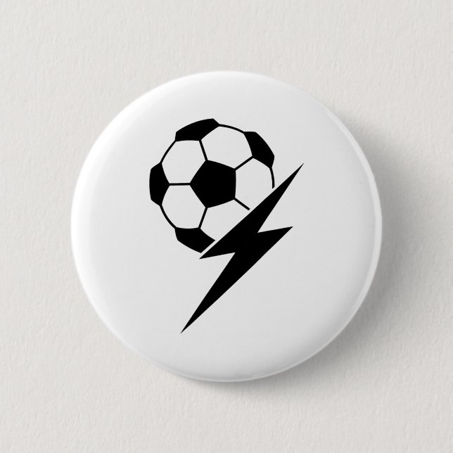 Lightning Bolt Soccer Coach Instructor Or Team Lea 6 Cm Round Badge (Front)