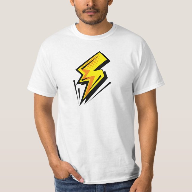 Lightning bolt - Yellow With Black Outlines T-Shirt (Front)