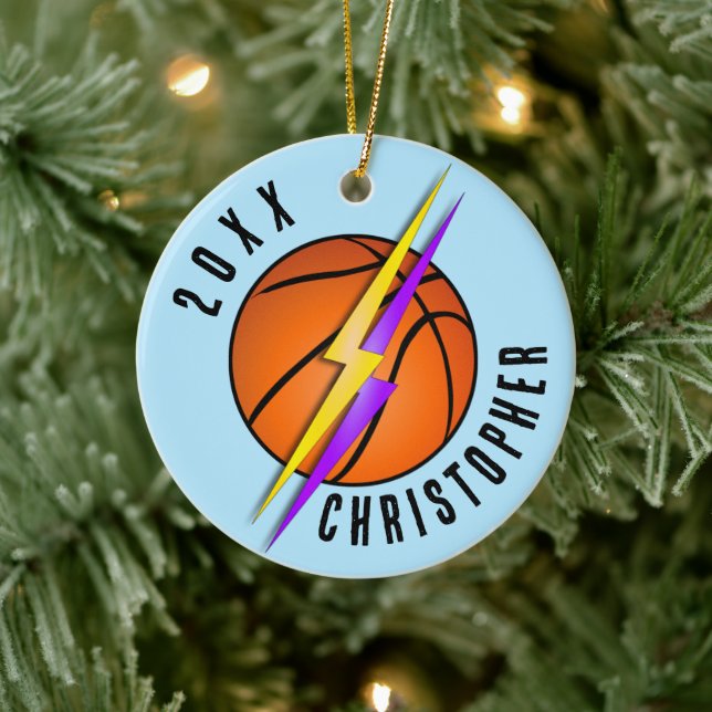 Lightning Bolts Basketball Christmas Ceramic Tree Decoration (Tree)