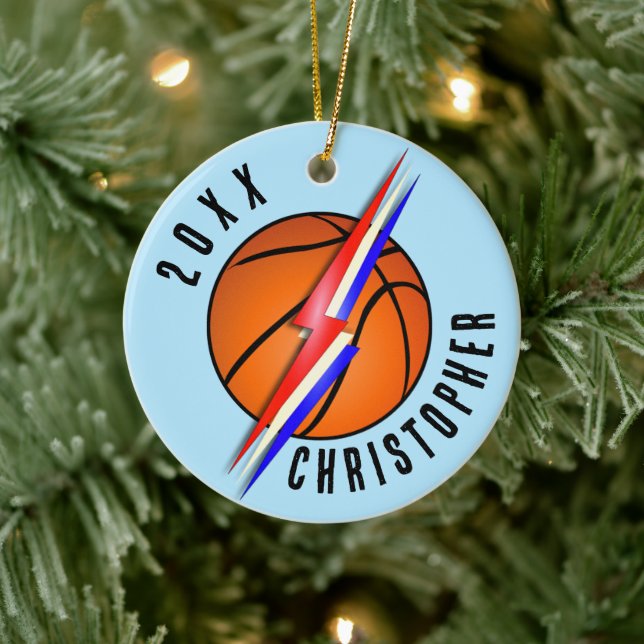 Lightning Bolts Basketball Christmas Ceramic Tree Decoration (Tree)