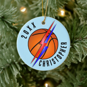 Lightning Bolts Basketball Christmas Ceramic Tree Decoration