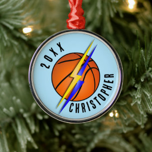 Lightning Bolts Basketball Christmas Metal Tree Decoration