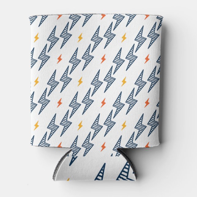 Lightning Bolts Doodle Seamless Flash Can Cooler (Front)