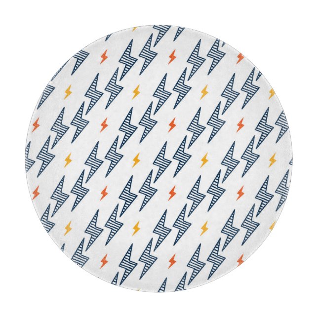 Lightning Bolts Doodle Seamless Flash Cutting Board (Front)