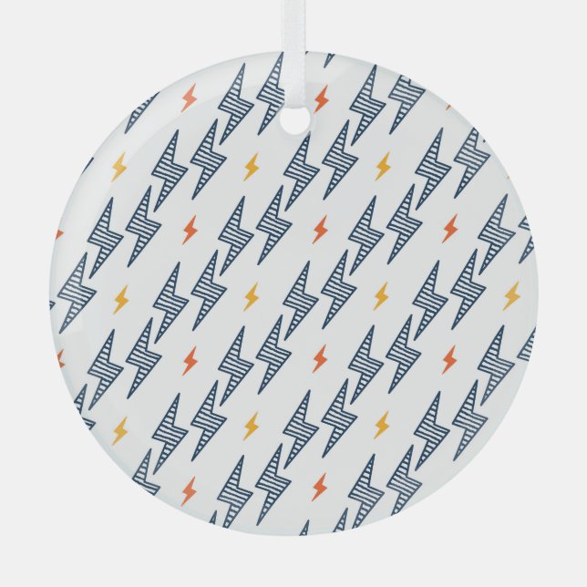 Lightning Bolts Doodle Seamless Flash Glass Tree Decoration (Front)