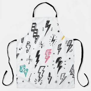 Lightning bolts, hand-drawn doodle set. apron