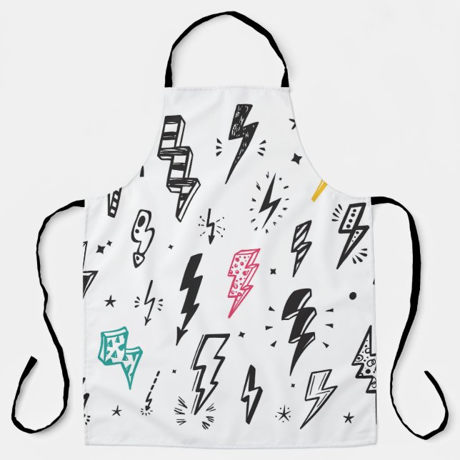 Lightning bolts, hand-drawn doodle set. apron (Front)