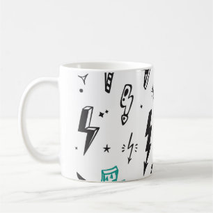 Lightning bolts, hand-drawn doodle set. coffee mug