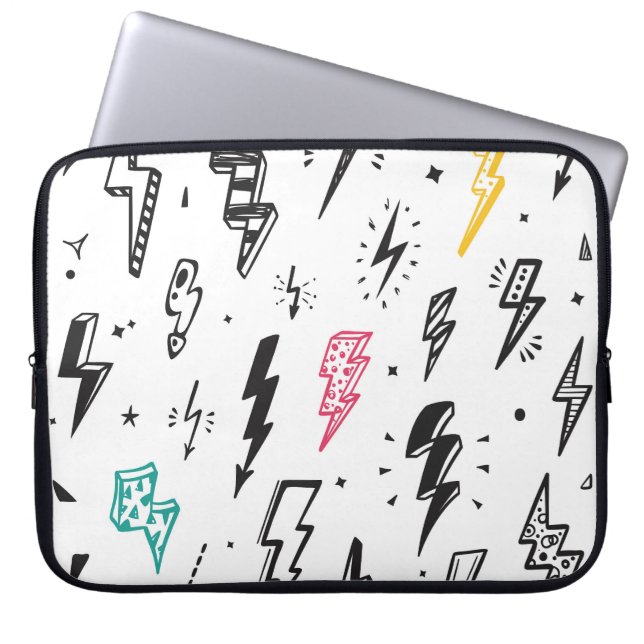 Lightning bolts, hand-drawn doodle set. laptop sleeve (Front)