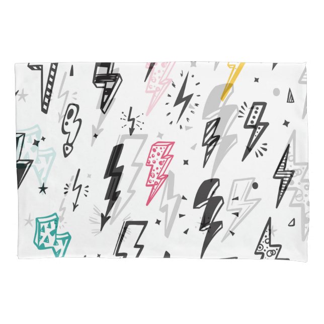 Lightning bolts, hand-drawn doodle set. pillowcase (Front)