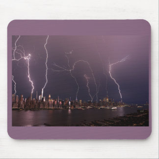 Lightning bolts hit Manhattan's tallest buildings Mouse Mat