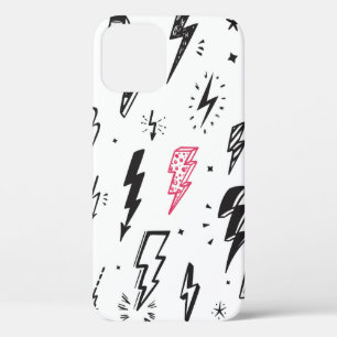 Lightning Bolts vintage Set. Hand Drawn Doodle Lig iPhone 12 Case