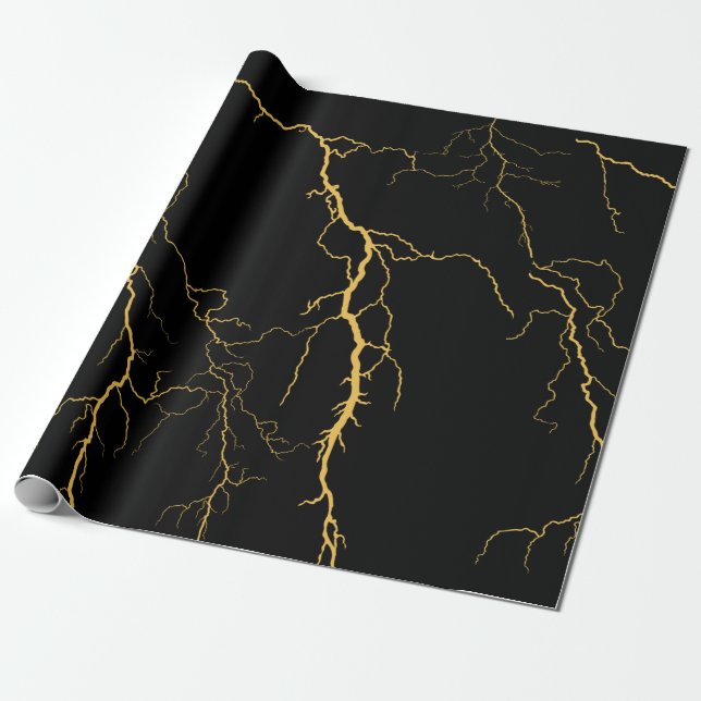 Lightning Bolts Wrapping Paper (Unrolled)