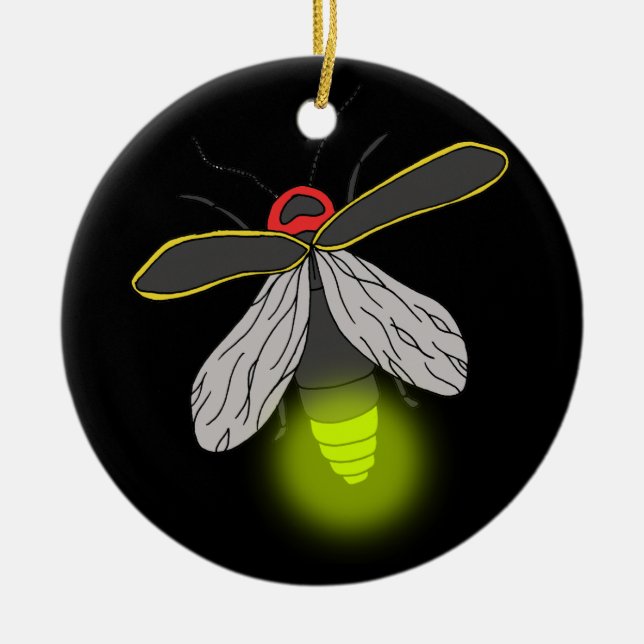 lightning bug flight lit ceramic tree decoration (Front)