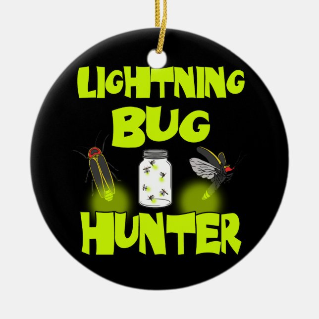 lightning bug hunter ceramic tree decoration (Front)