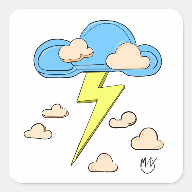 Lightning Cloud Square Sticker (Front)