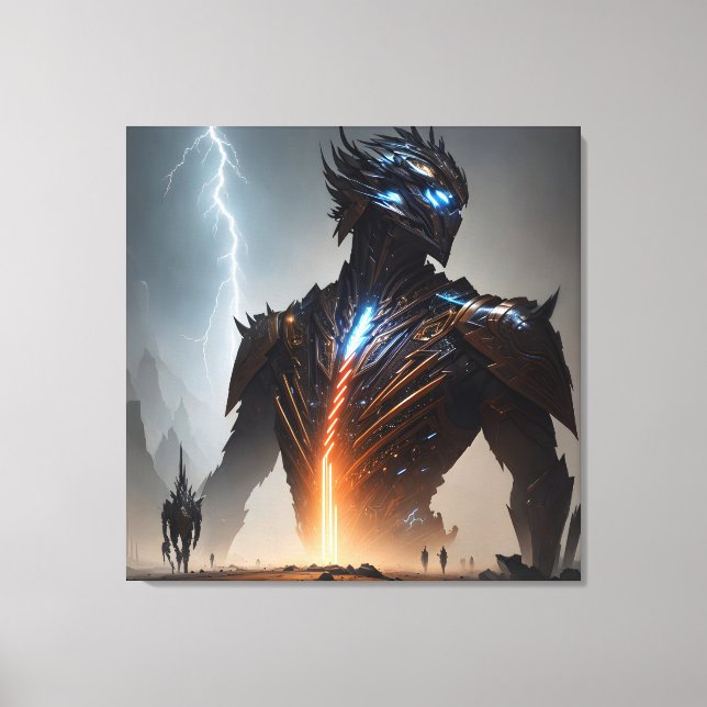 Lightning Cyborg Warrior Canvas Print (Front)