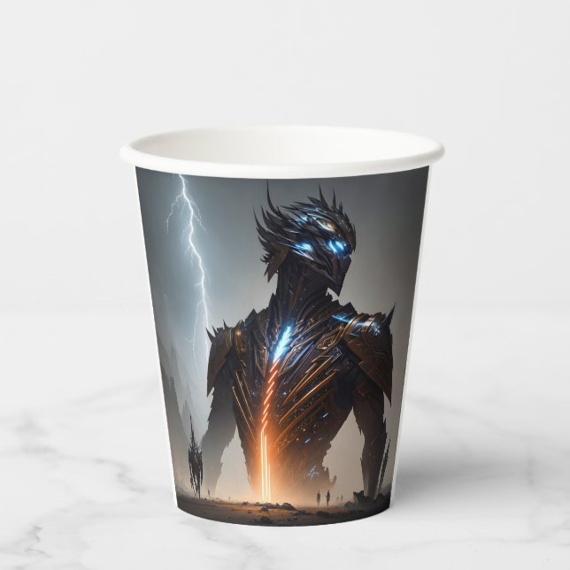 Lightning Cyborg Warrior Paper Cups (Front)