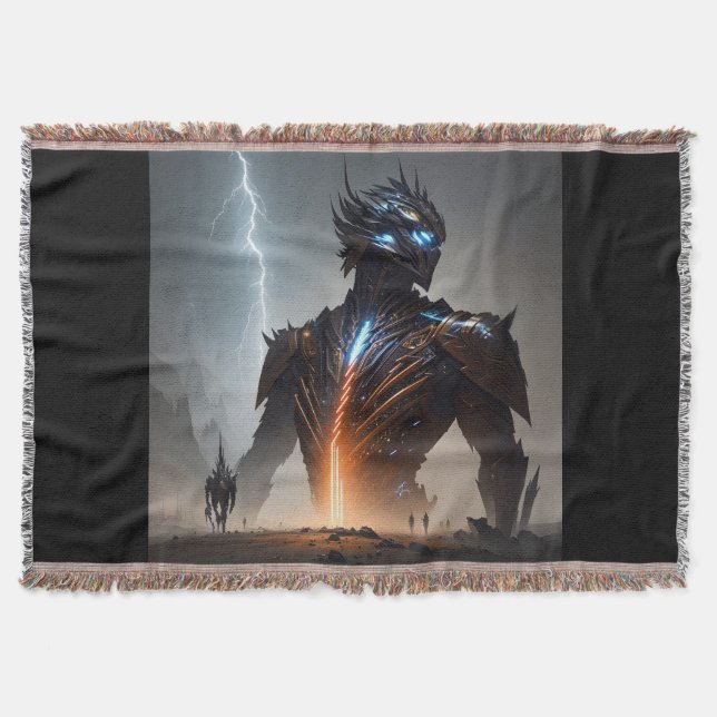 Lightning Cyborg Warrior Throw Blanket (Front)
