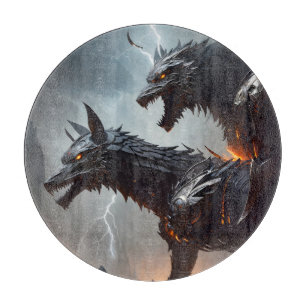 Lightning Cyborg Wolves Cutting Board