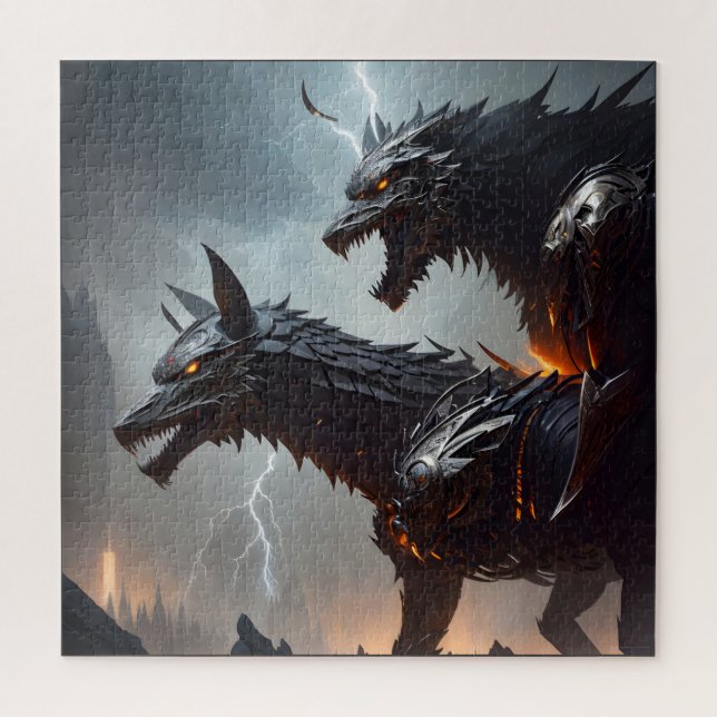 Lightning Cyborg Wolves Jigsaw Puzzle (Vertical)
