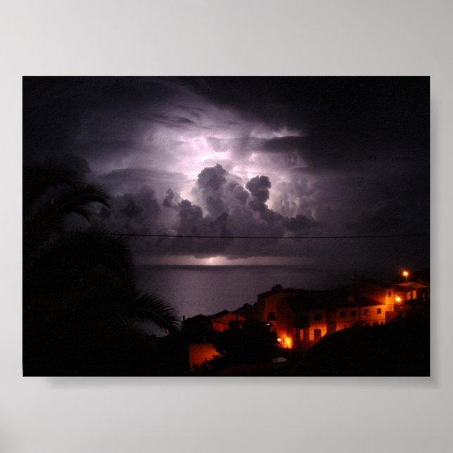 Lightning During Thunderstowm in Portugal Poster (Front)