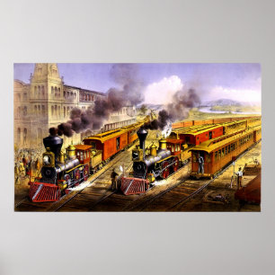 Lightning Express American railway Poster