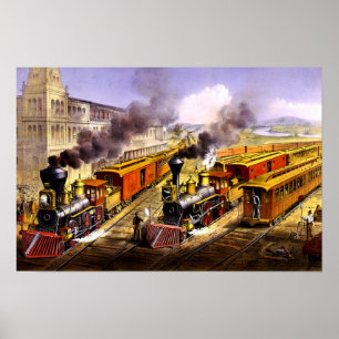 Lightning Express American railway Poster