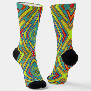 Lightning Flash Fun Yellow Green Socks