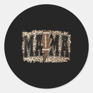 Lightning Football Mama Leopard Game Day Thanksgiv Classic Round Sticker