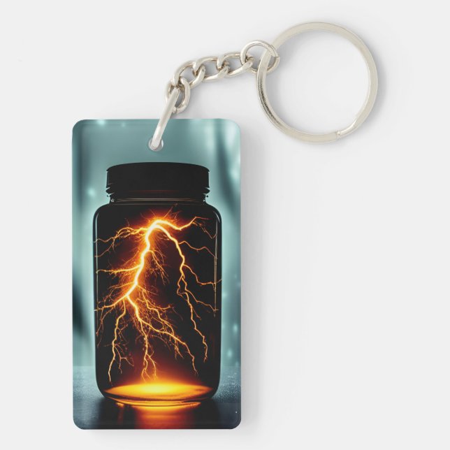 Lightning In A Bottle Digital Art  Key Ring (Back)