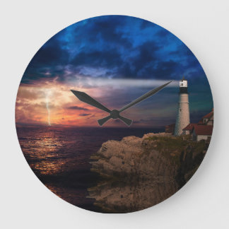 lightning in a lighthouse. large clock