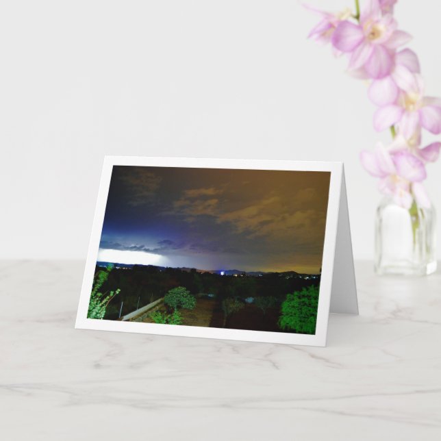 Lightning in Sky Landscape Card (Orchid)