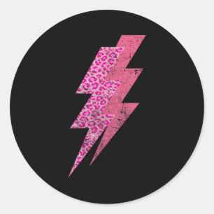 Lightning Leopard,vintage Retro Funny Gym Workout  Classic Round Sticker