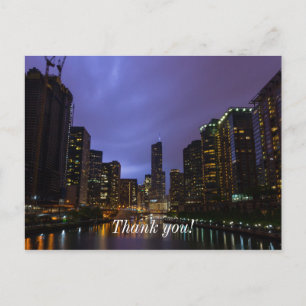 Lightning Over Chicago River Thank You Postcard