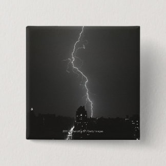 Lightning over city 15 cm square badge