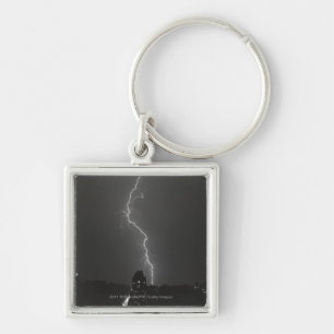 Lightning over city key ring