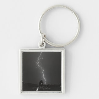 Lightning over city key ring