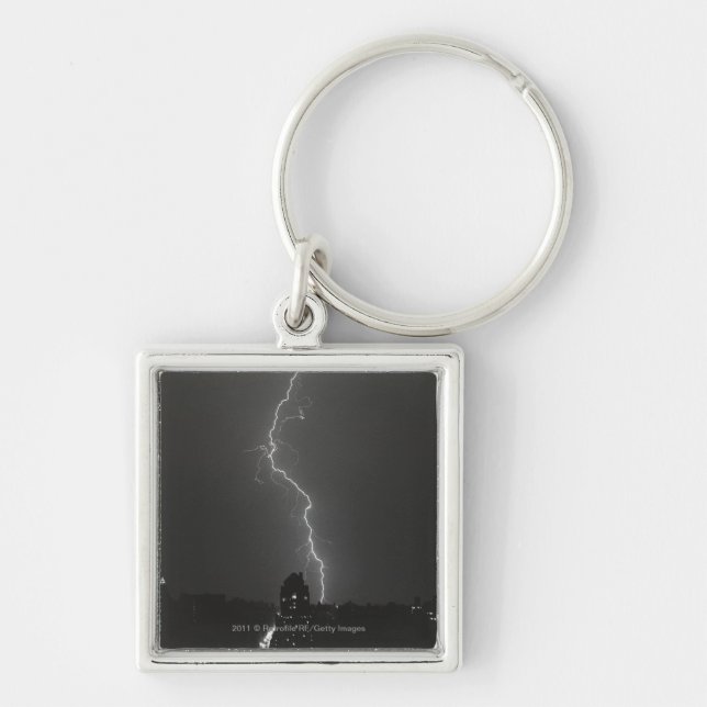Lightning over city key ring (Front)