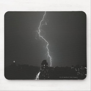 Lightning over city mouse mat