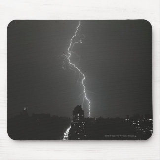 Lightning over city mouse mat