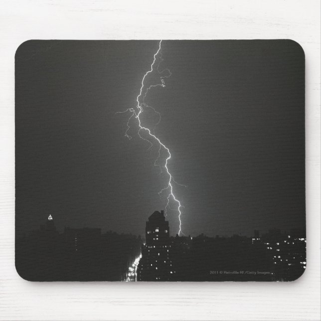Lightning over city mouse mat (Front)