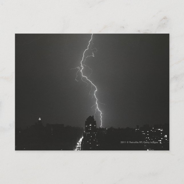 Lightning over city postcard (Front)