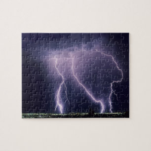 Lightning over Salt Lake Valley, Utah. Jigsaw Puzzle