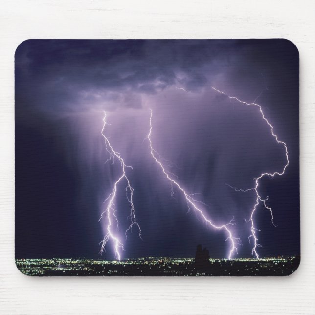 Lightning over Salt Lake Valley, Utah. Mouse Mat (Front)