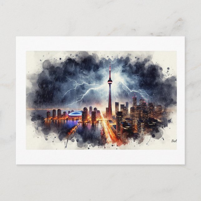 Lightning Over Toronto,  Postcard (Front)