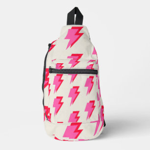 Lightning Pink Red Background Y2K Pattern Sling Bag
