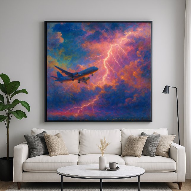 Lightning Plane - Pastel Painting Style Plane Art Poster (Creator Uploaded)