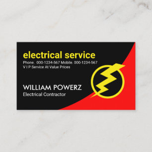 Lightning Power On Red Curve Business Card